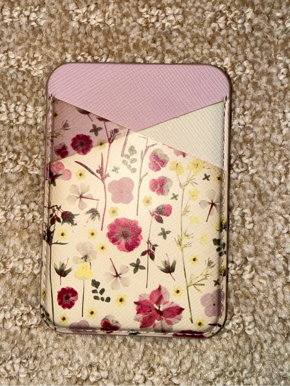 Heyday Floral Card Holder Phone Pocket in Pink and Cream